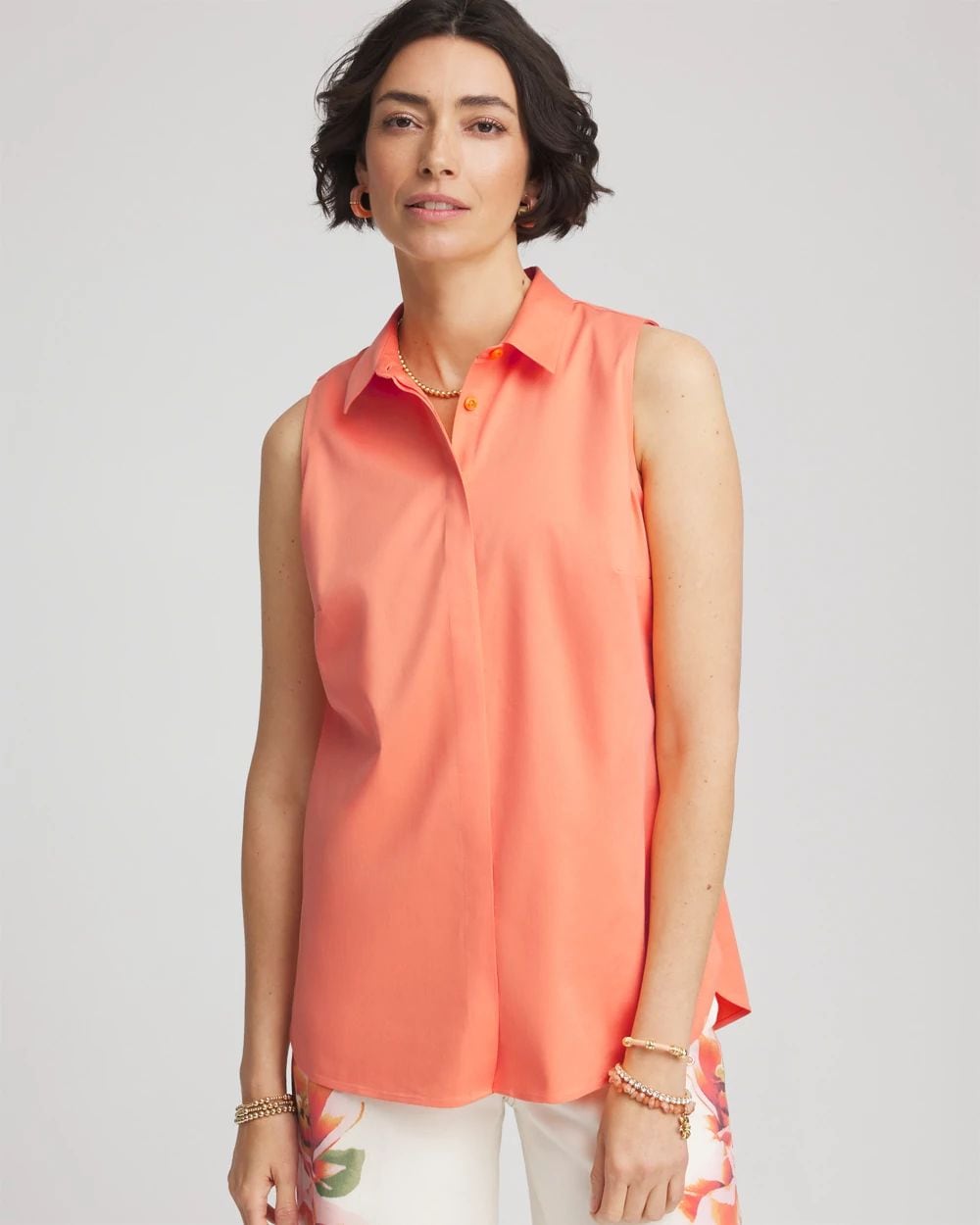 No Iron™ Sleeveless Sateen Shirt | Chico's